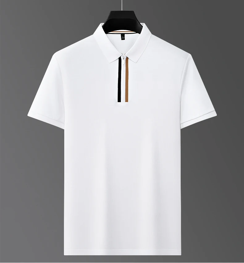 Fashion brand silk cotton breathable polo shirt short sleeved men's top summer new minimalist striped high-end casual T-shirt 21 S637eb78df65c4eec9c7bd9f2983a559fA