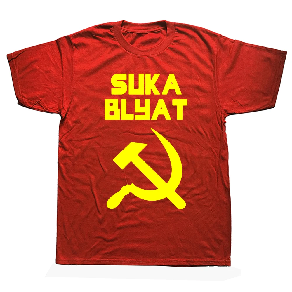 Suka Blyat UdSSR Hammer und Sichel Lustiges Kommunismus Russland Klassiker T-Shirt Mode Lässige Baumwolle O-Ausschnitt Herren Damen Kleidung