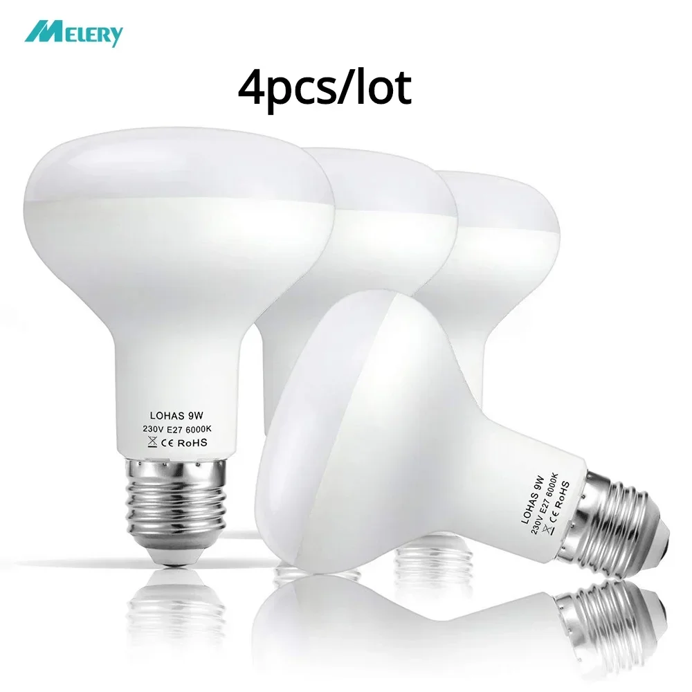 E26 E27 Lampadina Led 9W Riflettore Luce Incandescente Indoor Outdoor Faro 720Lm Warm Cool White 3000 6000K [Classe Energetica A +] 4 Pezzi
