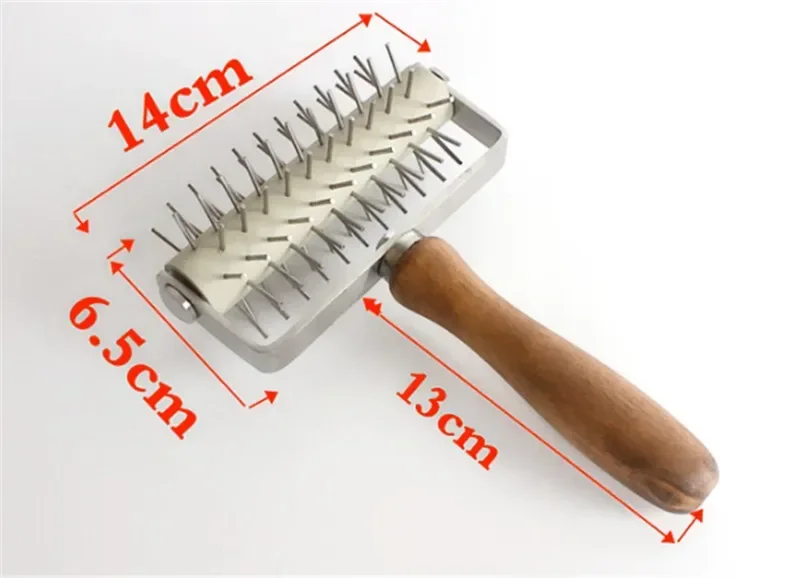 Stainless Steel Wheel Pizza Bread Needle Punchers Roller Pie Pastry Dough Pitter Durable Wooden Handle bakeware pizza scissors