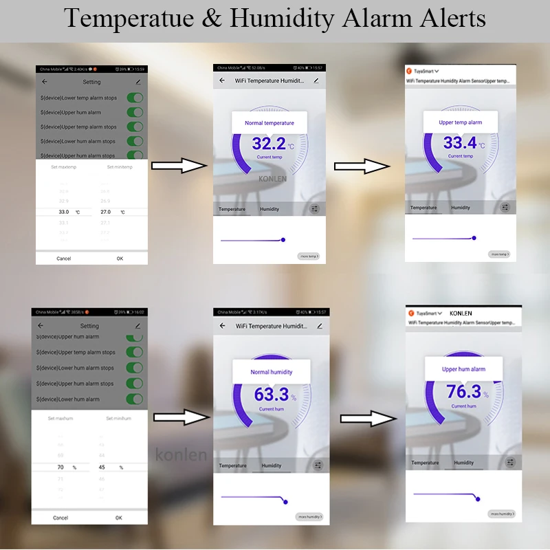 WIFI Tuya Smart Temperature Humidity Alarm Sensor Thermometer Hygrometer Detector temperature humidity sensor temperature humidity meter Home Digital Display Android App Alert