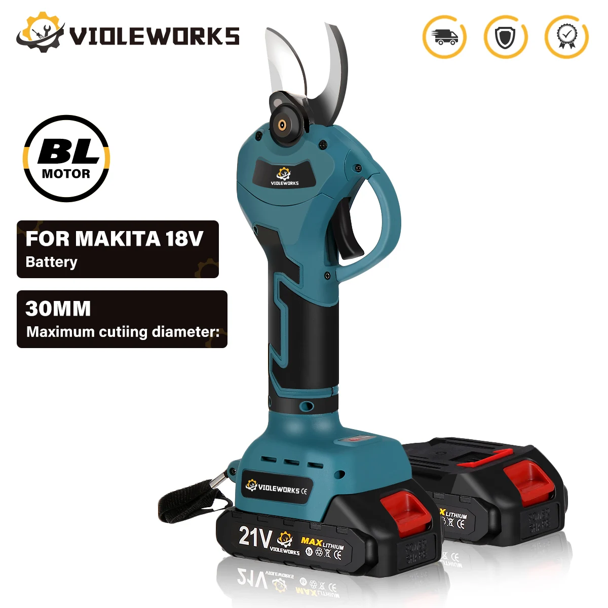 Бесщеточный Электрический секатор для фруктовых деревьев, 30 мм