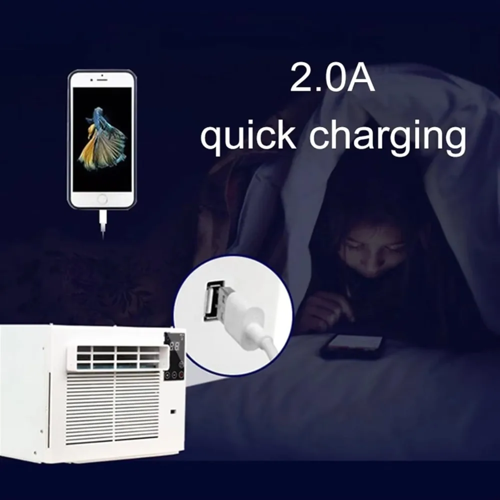 Climatiseur portable 280W avec minuterie, refroidissement instantané, mini compresseur 1881 BTU pour extérieur, maison, dortoir, camping-car, blanc 6