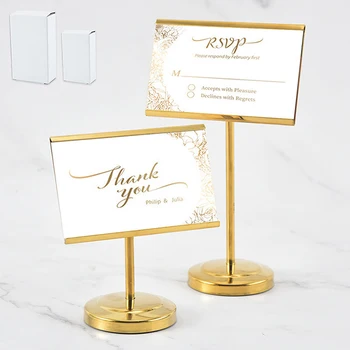 1pcs Business Card Holder Golden/Silver Metal Photo Clip Place Card Holder Stand Romantic Wedding Banquet Party Table Decoration 4