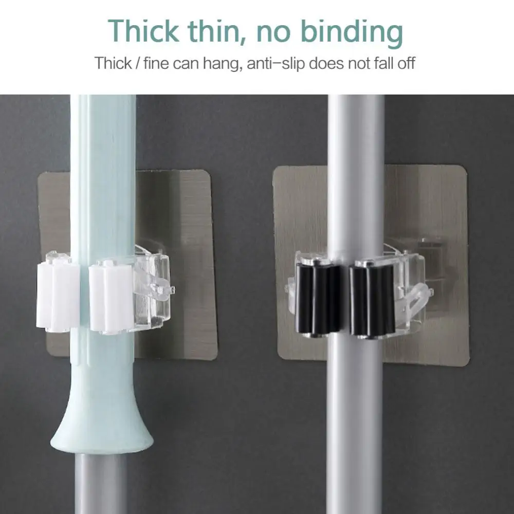 Description Picture 4 of itemAdhesive Multi-Purpose Hooks Wall Mounted Mop Organizer Holder RackBrush Broom Hanger Hook Kitchen Bathroom Strong Accessories