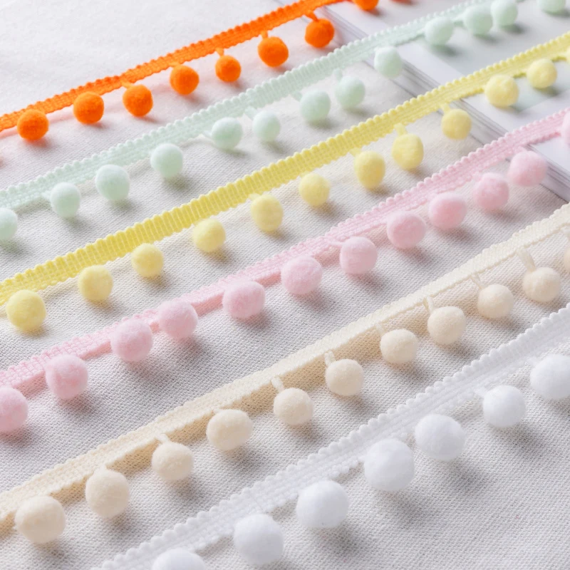 Lace Ribbon Lace Garment Accessories Lace Sewing Supplies Lace Accessories Lace Sewing Accessories Pom Pom Trim 2 Yards Pom Pom Lace Trim Ball Ribbon MINI Pearl Pompom Fringe Ribbon Sewing Lace Kintted Fabric Handmade DIY Craft Accessories