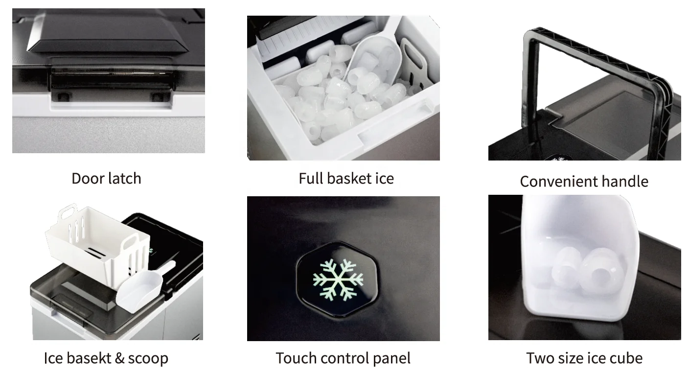 Alpicool Mini Electric Powered Ice Cube Maker for Household RV and Outdoor Use for Ice Cubes at Home or on the Go