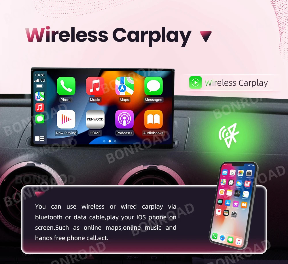 BONROAD Kabelloser CarPlay Android Auto Adapter für Audi A3 S3 8V A4L A5 Q5L Q2L Q7 MIB Mirror Link AirPlay Bluetooth GPS Navigation – Detail 4