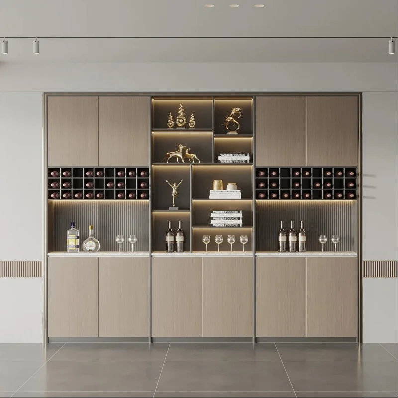 

custom，Wine cabinet customization，Modern living room stainless steel metal frame wine display cabinet Luxury Double door glass c
