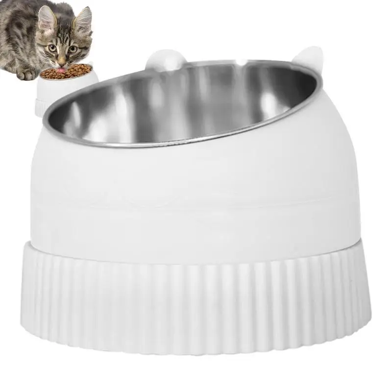 Raised Cat Food Bowls No Spill Raised 15-Degree Tilt Cat Food Bowl Wide Shallow Cat Bowl-Raised Cat Food Bowl Food & Water