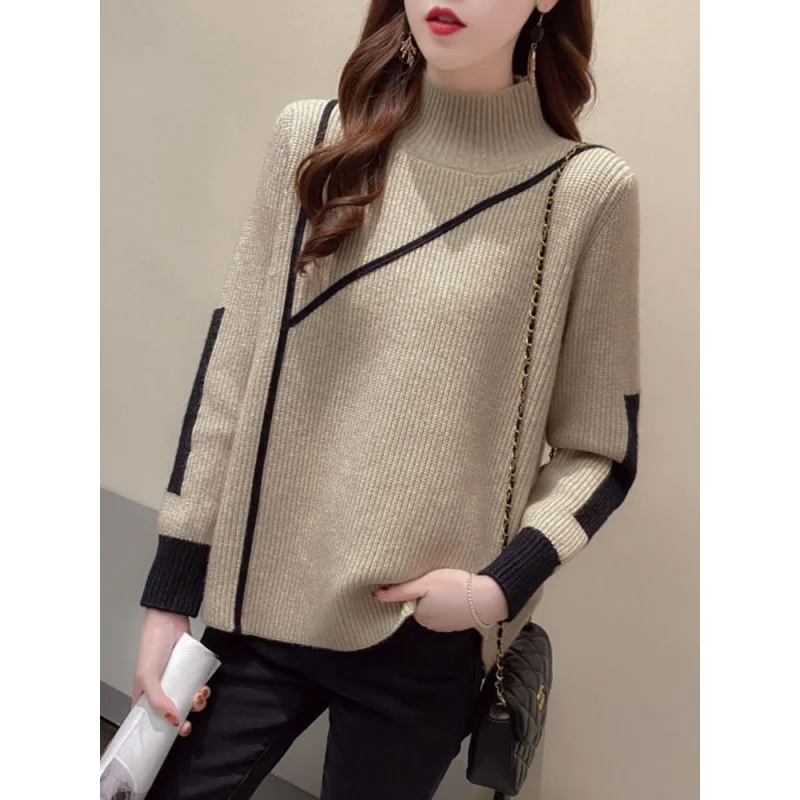 

Autumn Winter 2022 Women Crew Ne Sweater Fashion Loose Knitted Pullover Women's Casual Style Long Sleeve Oversized Top Sweater