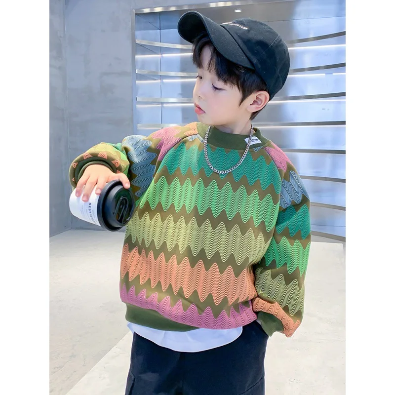 

Children's Boy's Hoody Autumn Clothing Korean Style Middle and Big Children Long Sleeve Loose Top Kids' Overcoat