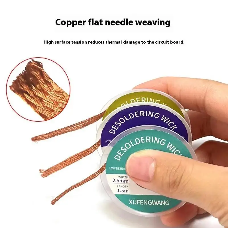 Soldering Wick Tin Lead Cord, 1-4mm 1.5/3Meter Solder Remover Wire Mesh Braid Desoldering Tape, 1Pcs Copper Welding Point