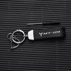 Motorcycle Carbon Fiber Leather Zinc Alloy Microfiber Keychain with Logo Emblem (For MT - 09 Logo)