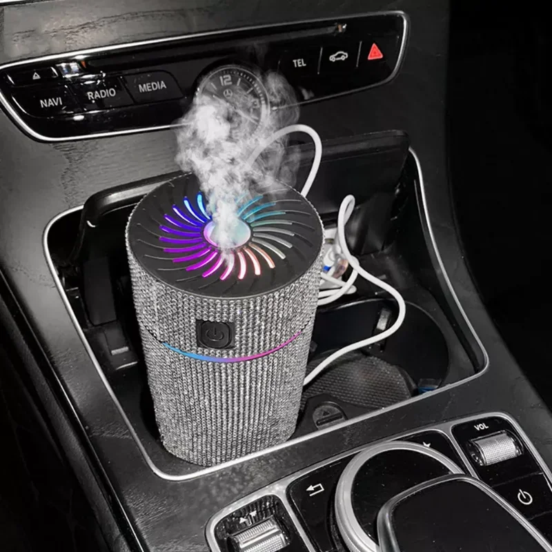 USB Wired Diamond Car Diffuser Humidifier with LED Light Auto Air Purifier Aromatherapy Diffuser Air Freshener Car Accessories