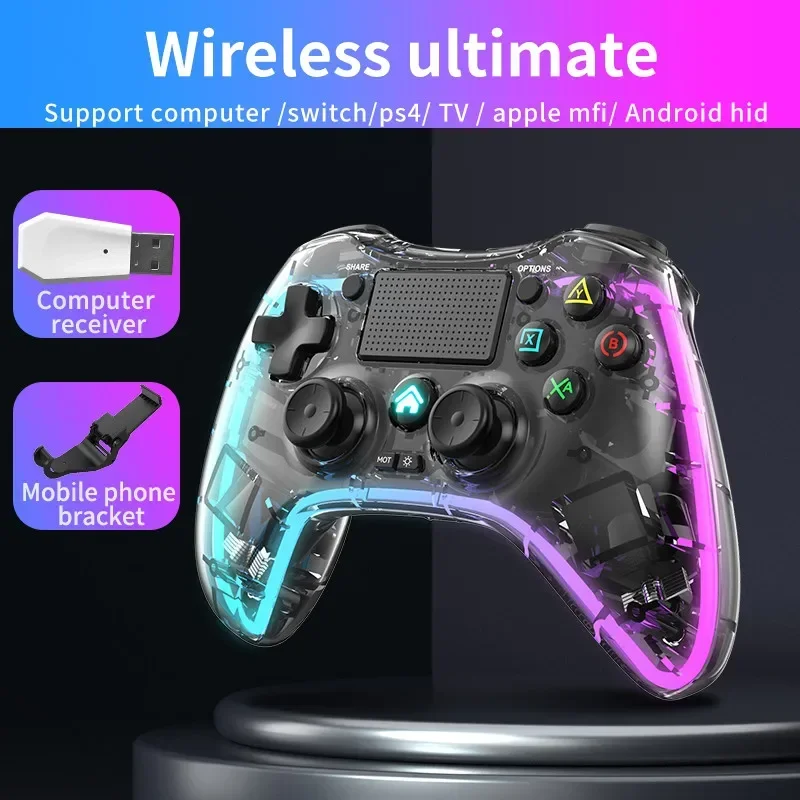 2025 NEW P05 Bluetooth Controller for PS4 switch TV PC Gamepad 2.4G Wireless 6-Axis Vibration Joystick Game Handle RGB Light