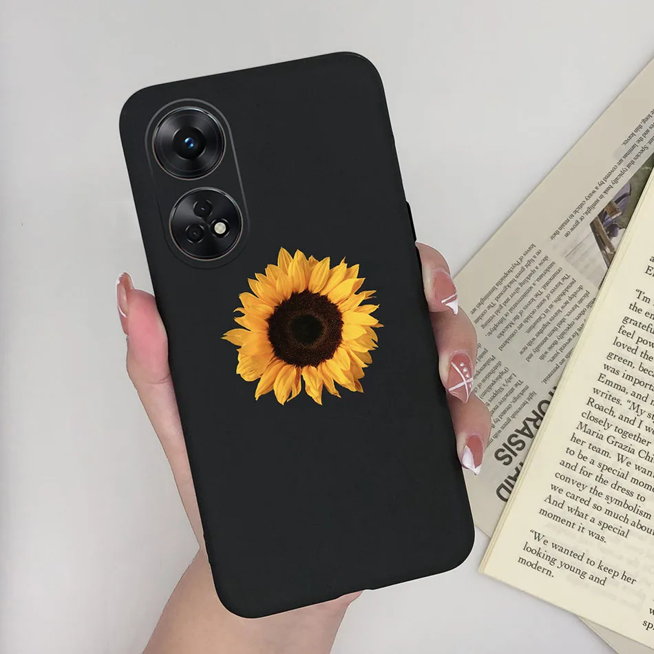 Fashionable Heart & Flower Cat Design Silicone Shockproof Phone Case - Frosted Back Cover