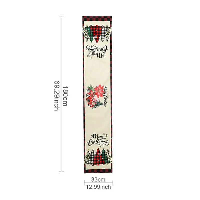 Christmas Table Cover Christmas Tree Tablecloth 13x72inch/33x180cm Snowflake Farmhouse Table Runner Red Black Plaid Table Cloth