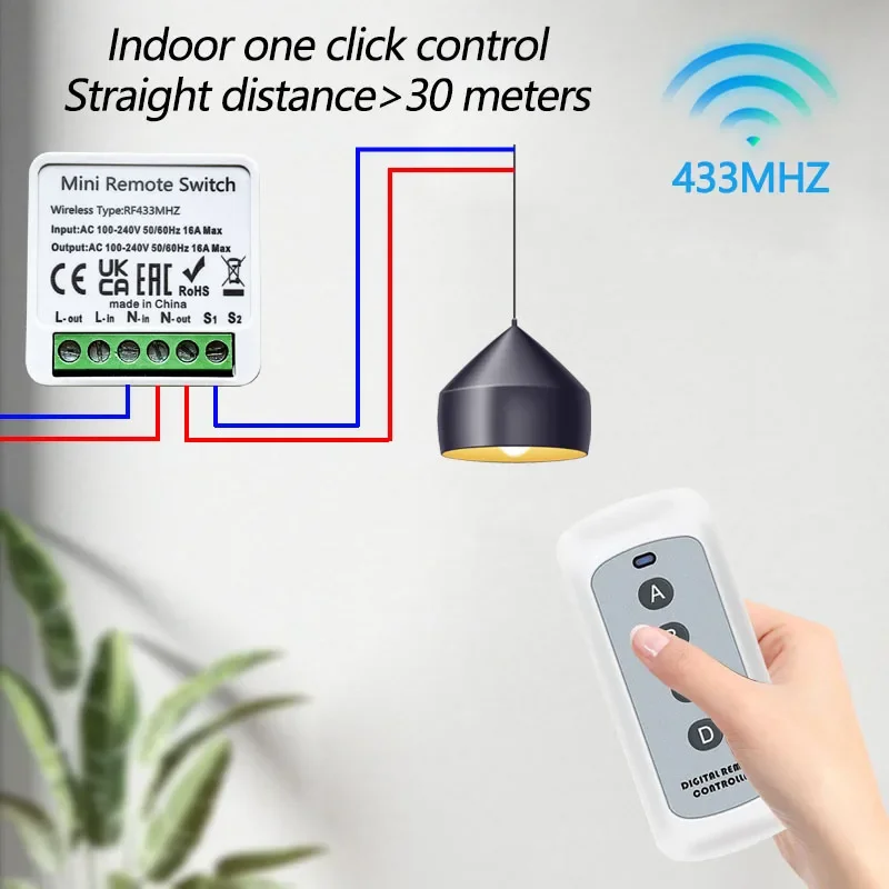 Smart Switch 433MHz Remote Control RF Light Switch Relay Wireless 110V 220V Relay Module for Lamp Fan for Curtain Garage Door