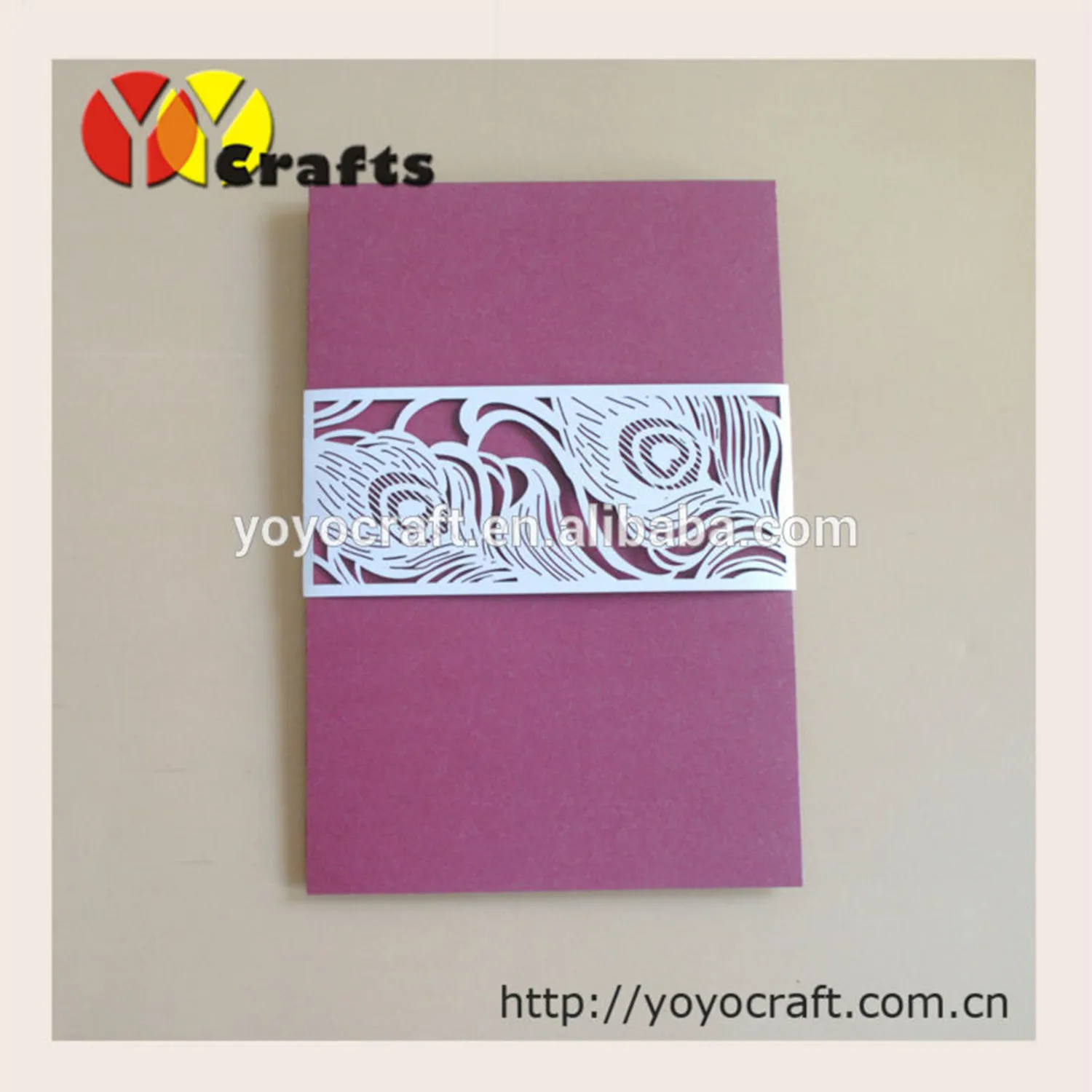 

Hot Sell Wedding Invitation Card Decoration Laser Cut Peacock Design Wedding Card Belly Band