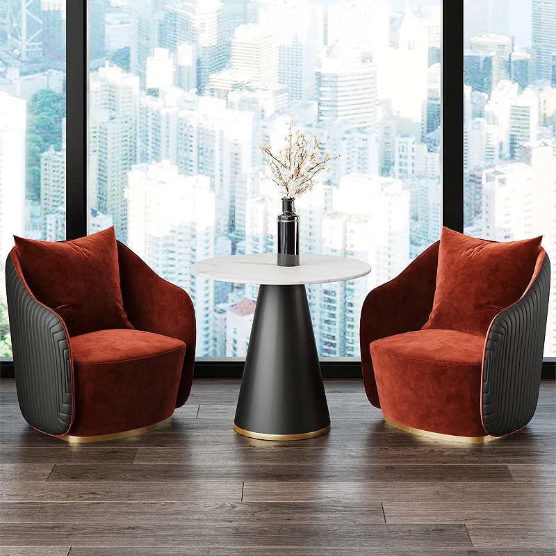 Light Luxury Single Living Room Sofas Nordic Household Furniture Rotatable Leisure Sofa Armchair Hotel Coffee Shop Office Sofa