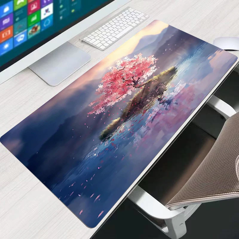 

Cherry Blossom HD Anime Sakura Gamer Lock Edge Soft Gaming Mousepad XXL Carpet Non-slip Rubber Computer Large Desk Mat Pad Mouse