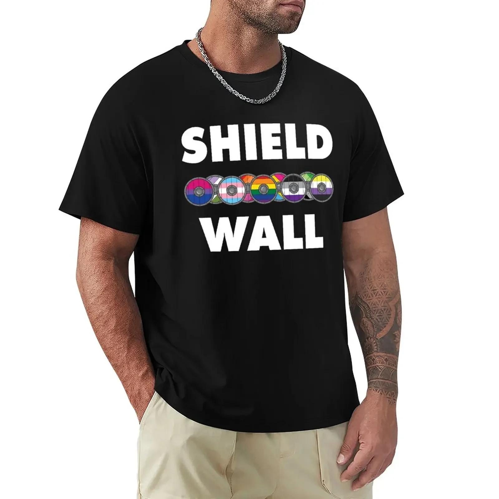 

Shield Wall T-Shirt vintage oversizeds tops T-shirt men