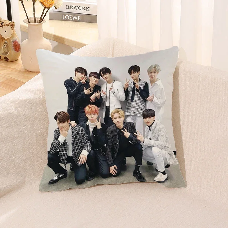 

Double-Sided Pillow Cases Decorative Pillows Covers Square Cushion Cover 45x45cm Kpop-Stray Kids Gift Fall Decor Sofa Cushions