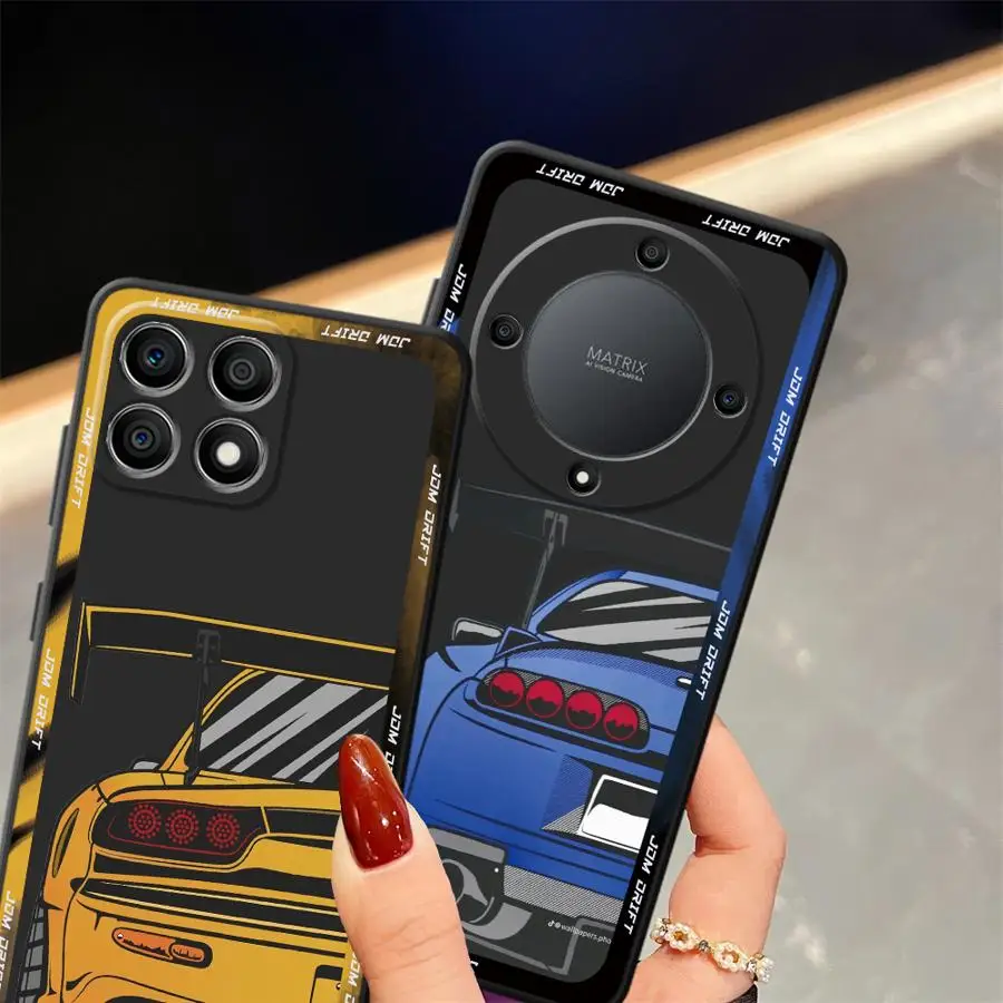 Japanese JDM Drift Car Black Soft Phone Case