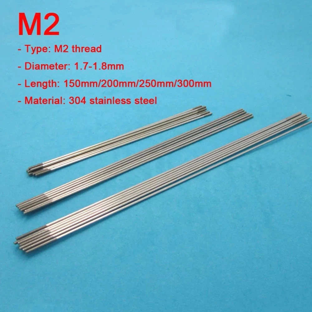 5 stücke Spurstange Gestänge Schubstange M2 150/200/250/300mm Edelstahl Gewinde Krawatte schubstange Für RC Flugzeug RC Flugzeug Hubschrauber