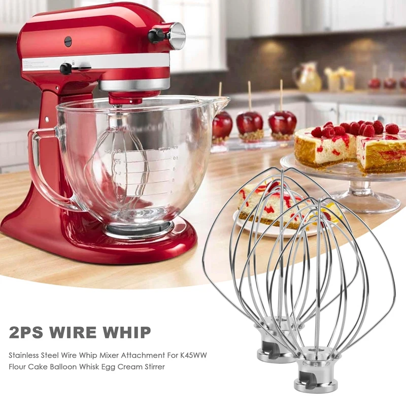 AD-Stainless Steel Wire Whip Mixer Attachment for Kitchenaid K45Ww 9704329  Flour Cake Balloon Whisk Egg Cream Stirrer - AliExpress