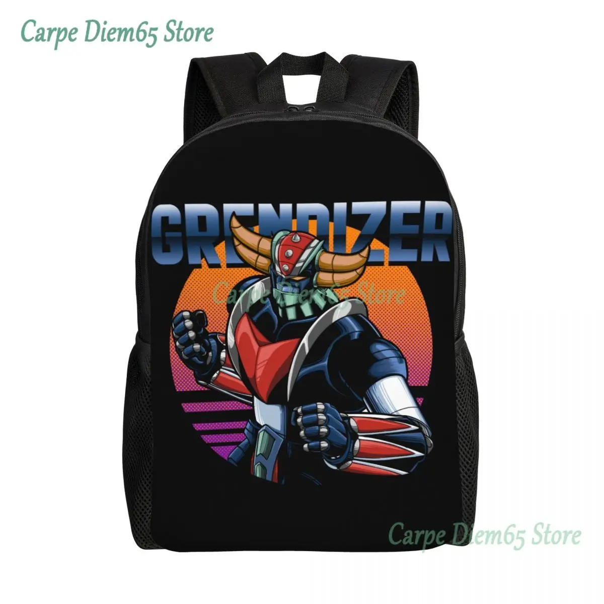 

UFO Robot Grendizer Retro Style Backpack for Women Men School College Student Bookbag Fits 15 Inch Laptop Mecha Anime Bags