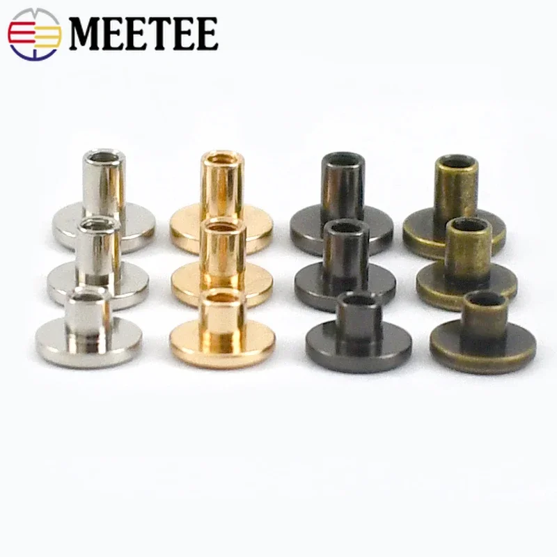 20pcs Copper Brass Rivets - Flat Head Screw Nuts For Leather Crafts & Clothing