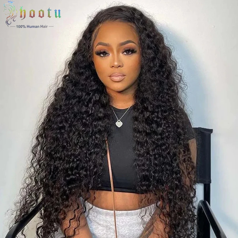 

Deep Wave 13x4 Lace Frontal Wigs Human Hair Hd Transparent Wet and Wavy Glueless Wigs Pre Plucked With Baby Hair 180 Density