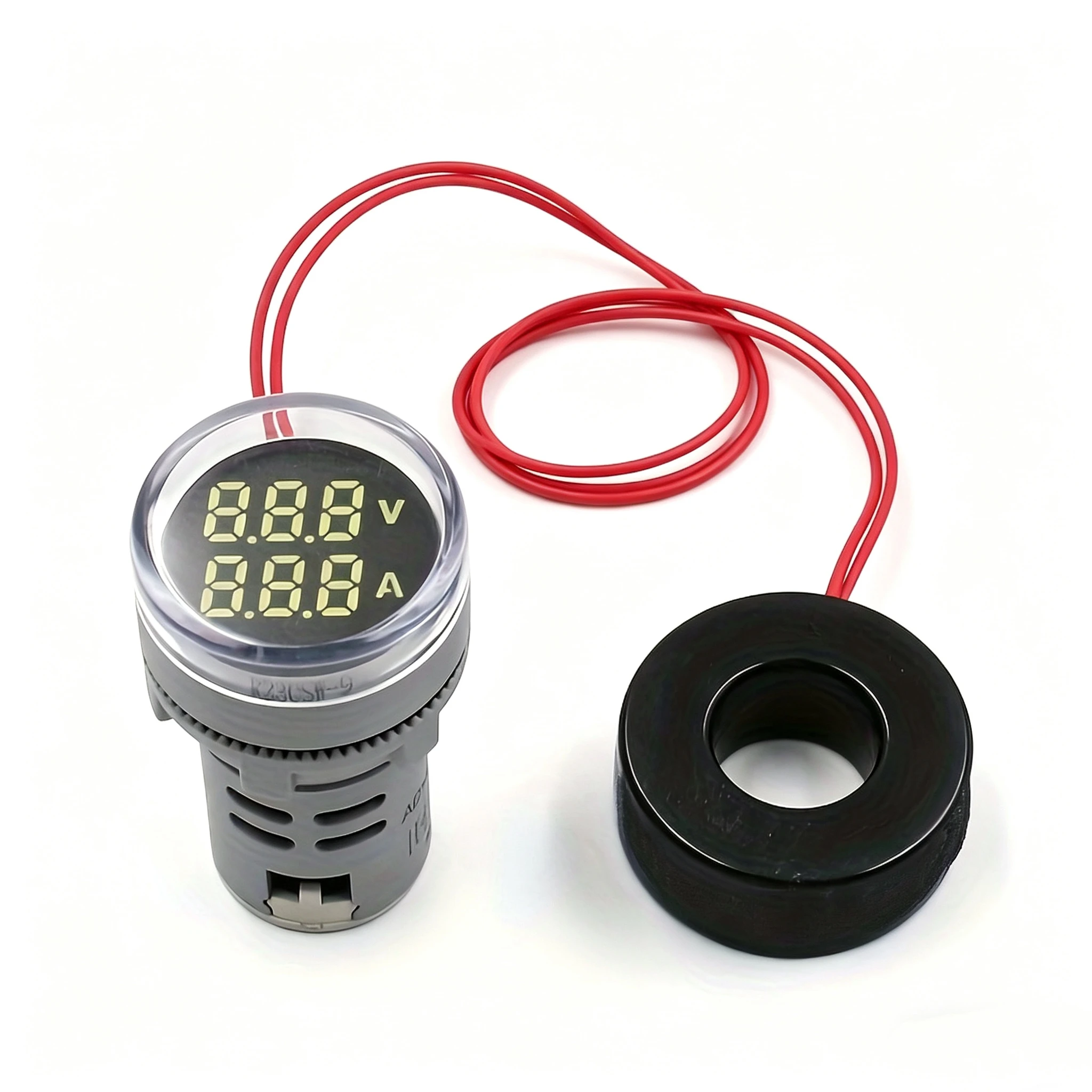 1Pc 라운드 미니 디지털 전압계 전류계 22mm AC 20-500V 0-100A 전압 테스터 미터 듀얼 LED 표시기 파일럿 램프 라이트