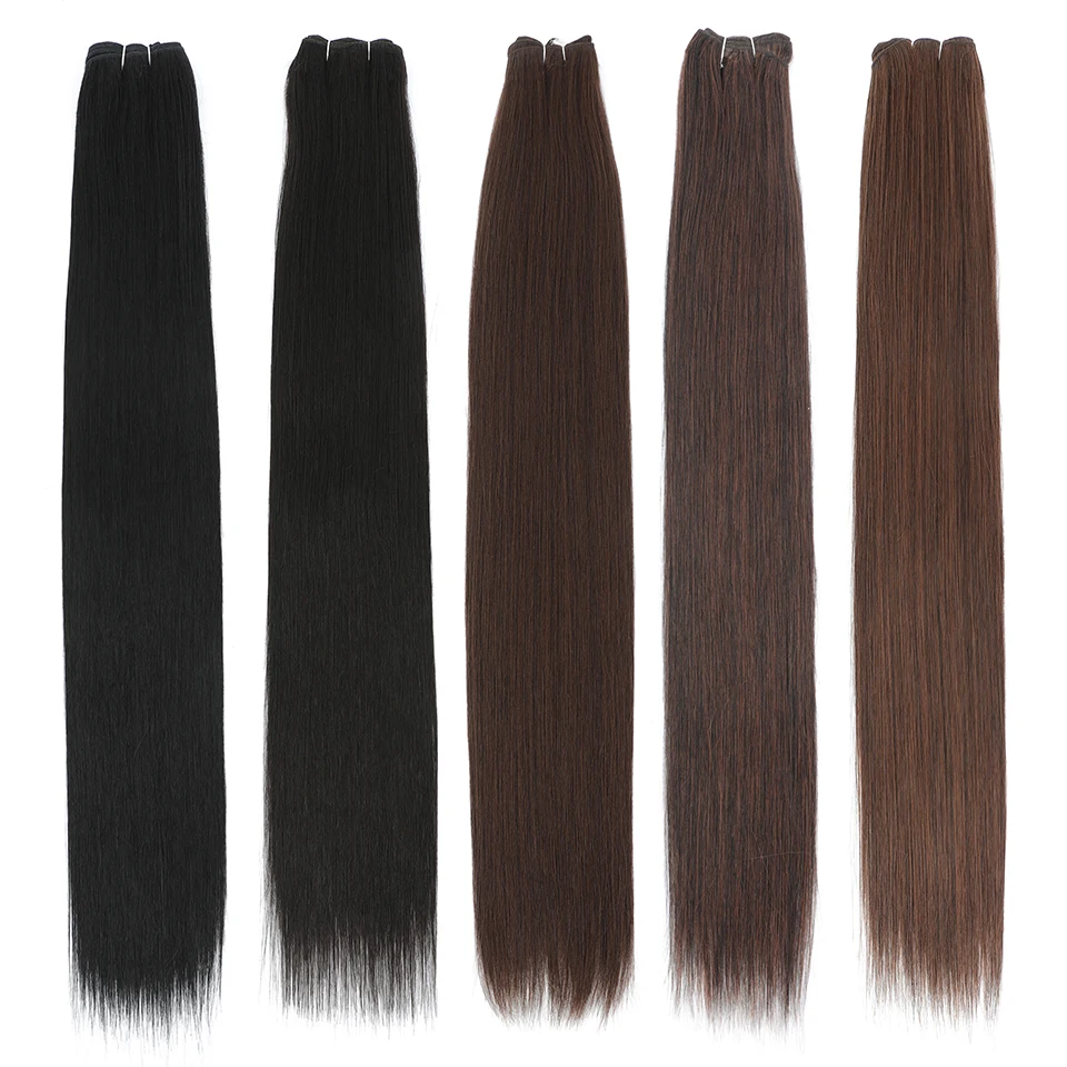 Gladys Bone Straight Hair Bundles Bio Natural Hair Extensions Synthetic Yaki Straight Weaving Full to End