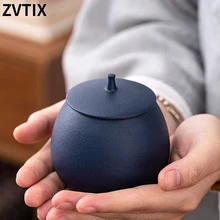 

Sealed Ceramic Container Small Portable Tea Storage Tank With Sealed Compartment Glass Kitchen Jars For Candy Spices Living Room