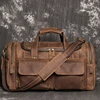 Retro Brown Men's Hand Luggage Bag Crazy Horse Leather Large Capacity Travel Bag Business Weekend One Shoulder Messenger Bag 1