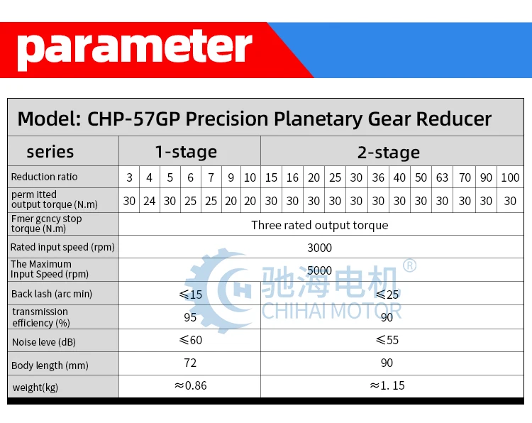 Description Picture 6 of itemNema 23 Planetary Gearbox 57mm Motor Reducer Ratio 3/4/5/6/10/15/16/20/25/30/36/40/50