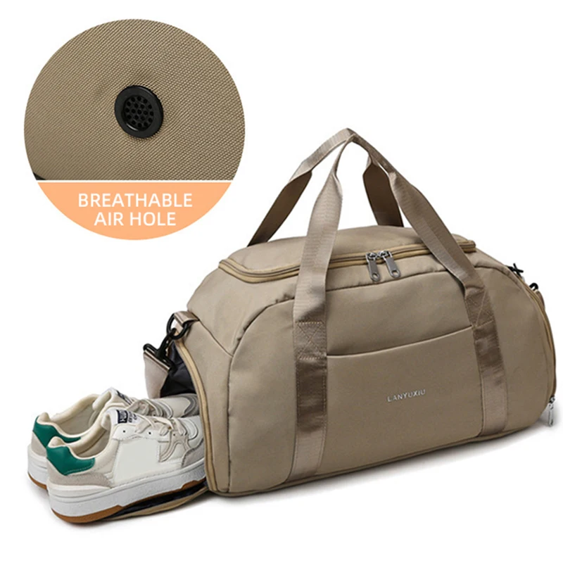 Fashion Gym Sports Yoga Bag Oxford Solid Color Waterproof Shoes Compartment Dry Wet Separation Travel Swimming Fitness Handbag