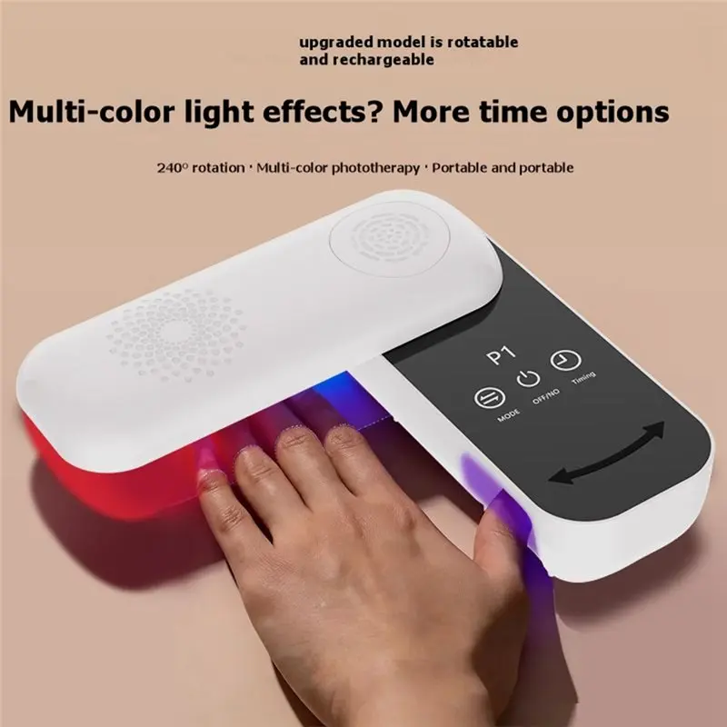 정교하고 컴팩트한 무선 UV 네일 램프, 회전 가능한 패널 및 UV 차단 디자인, 모든 젤을 경화시키는 충전식 UV 라이트