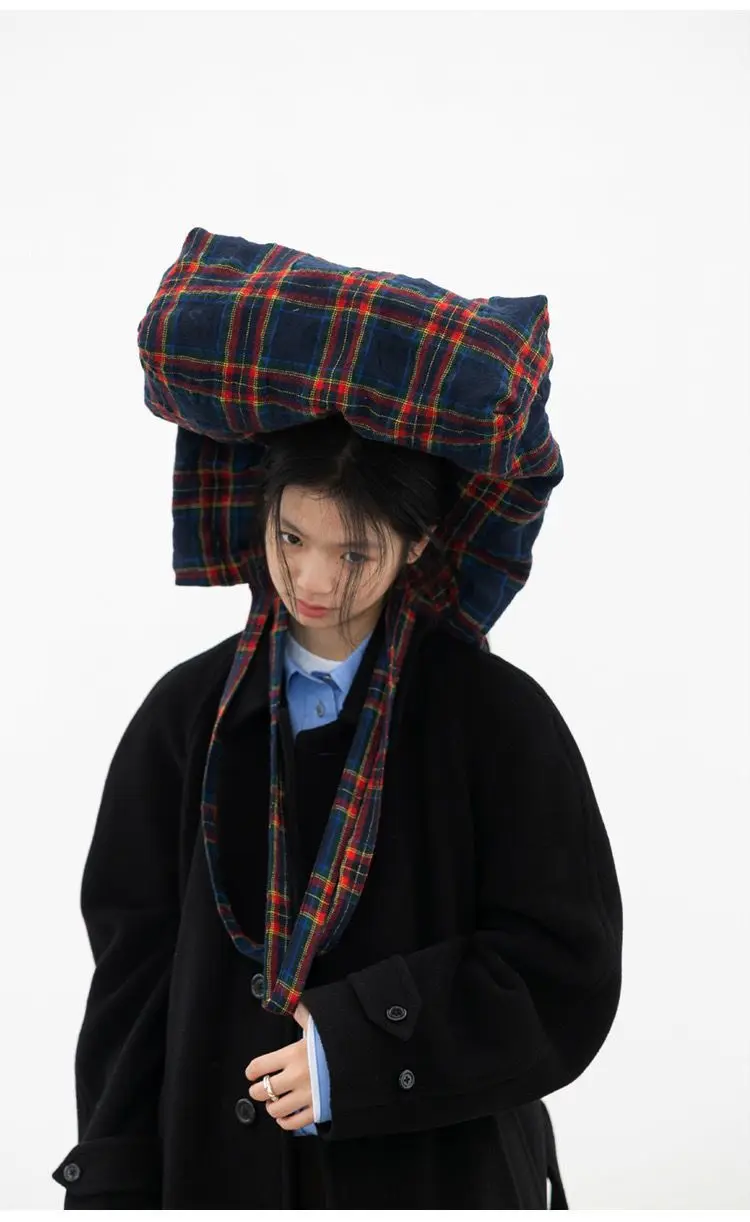 Vintage Plaid Large Capacity Crossbody Trendy Casual Tote Backpack Wool-blend cottonVersatile Handbag Oversized Canvas Armpit Ba