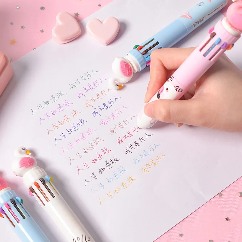 1pc 10colors Ballpoint Pen In One Kawaii Novelty Stationery Pens Student  Writing Gel Pens Drawing Hand Account Pen Office Suppli - Ballpoint Pens -  AliExpress