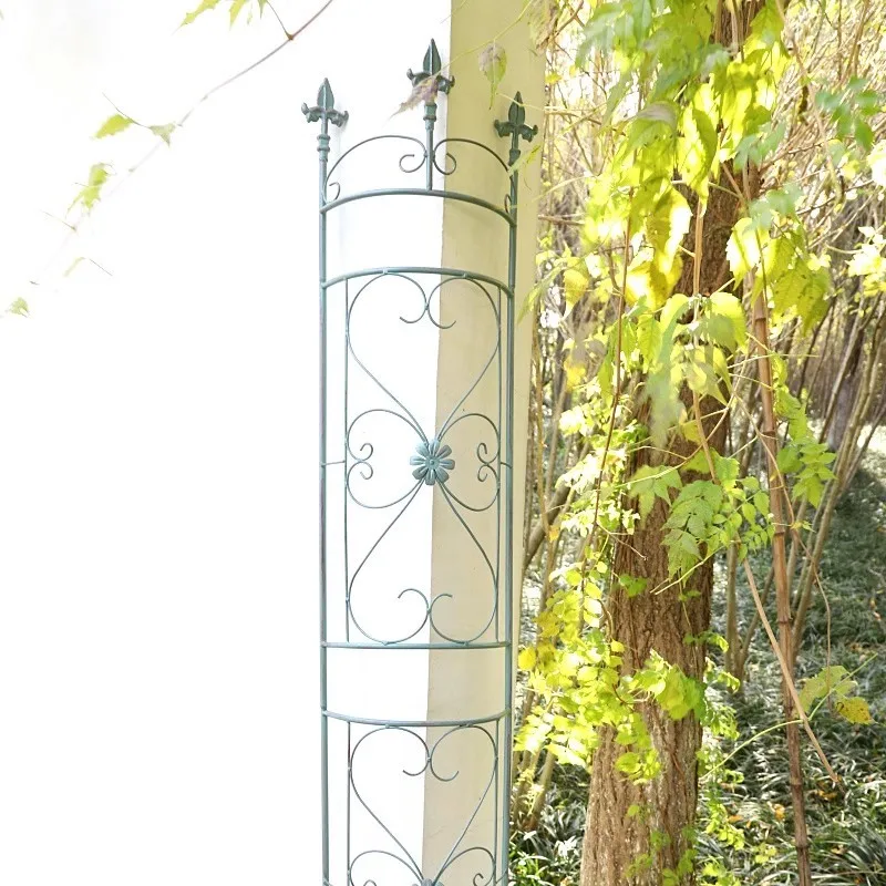 

Semi Round Garden Trellis for Climbing Plant Outdoor Metal Fence Panel for Pillar and Corner Garden Flowers Vines Roses Clematis