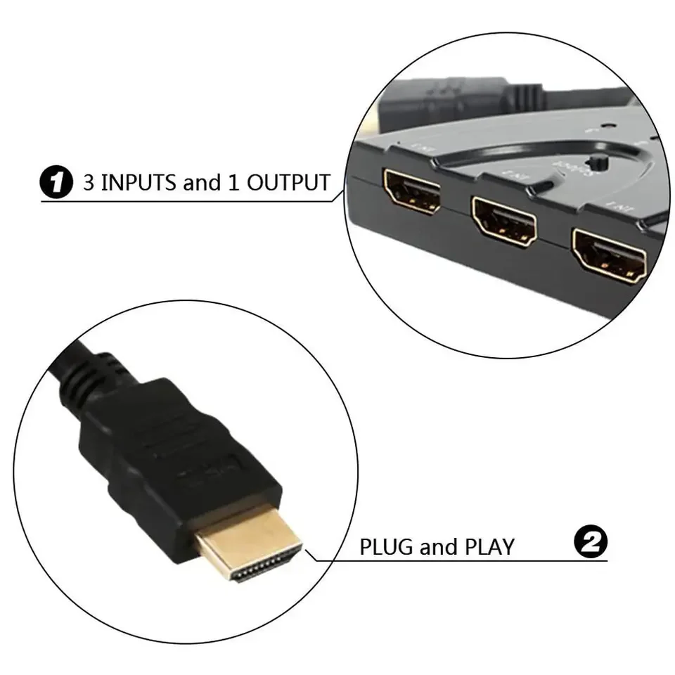 3-Port 4K HDMI Switch 3x1 Switcher (Automatic Switching) HD HDCP Splitter Hub For Apple TV PS5 Xbox Roku Fire Stick HDTV _ - AliExpress Mobile