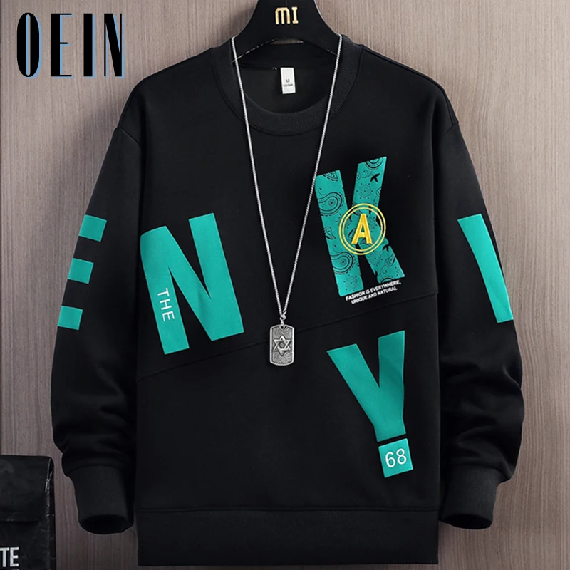 Suéter de cuello redondo tejido de manga larga elástico informal con estampado de letras temáticas cristianas para hombre, jersey de primavera y otoño