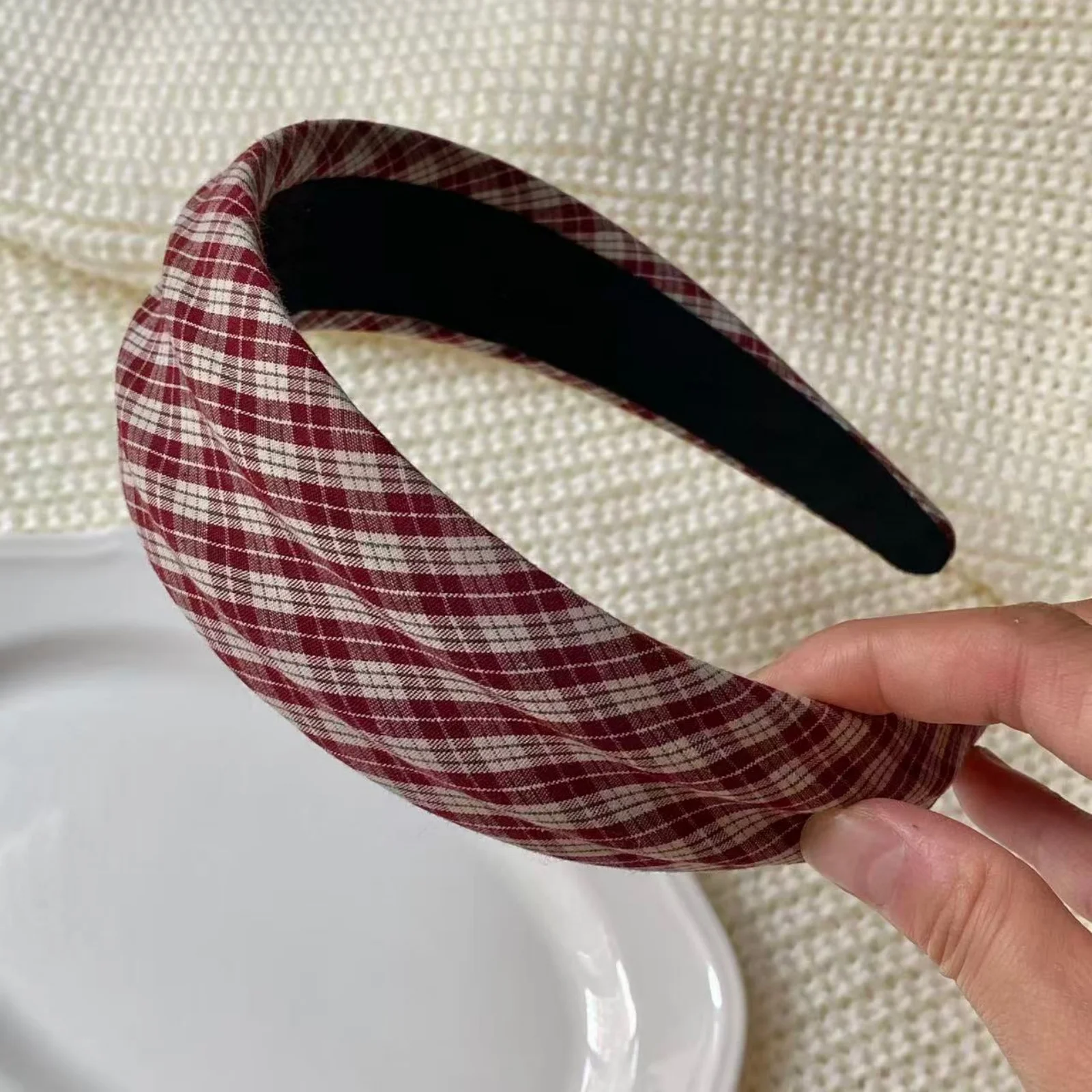 1PC Plaid Twisted Headbands For Women Autumn Winter Vintage Fashion Wide-Brimmed Hair Hoops Hair Accessories Stylish Hair