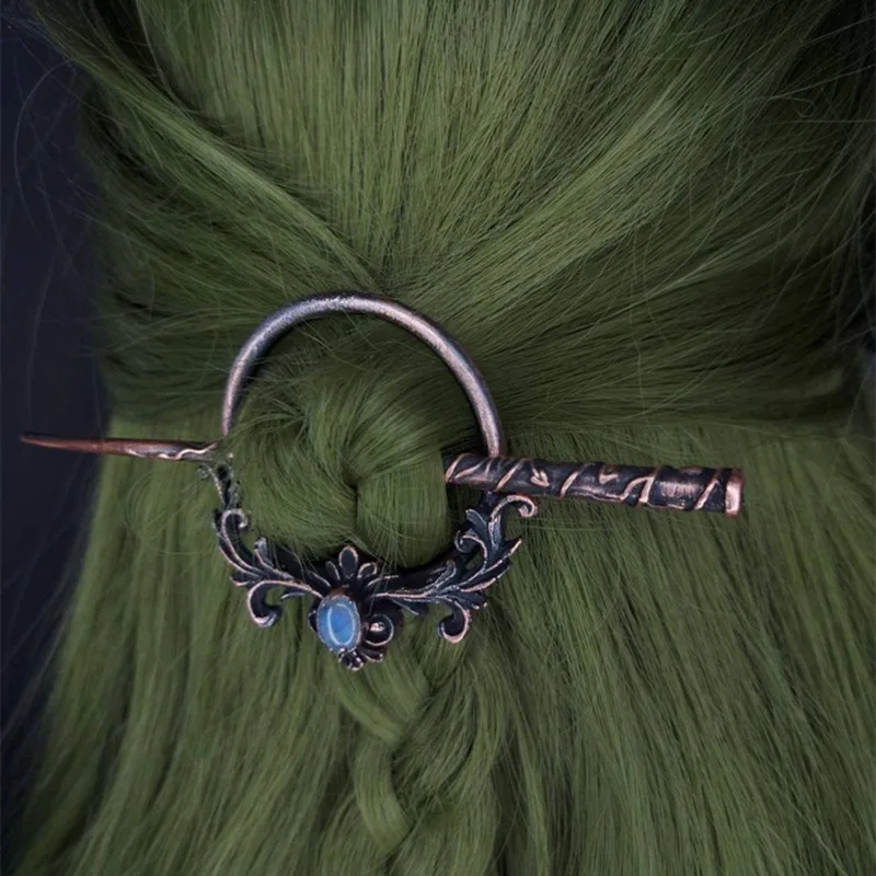 Hair Stick Vintage Moonstone Hair Sticks For Women Gothic Retro Hairpins Viking Accessories