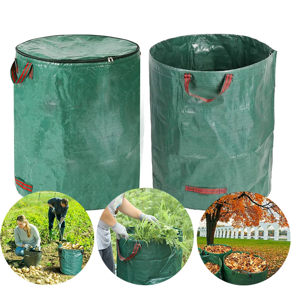 HeavyDutyGardenWasteBagPPBagsLargeCapacityLeafDebrisCollectionContainerReusable