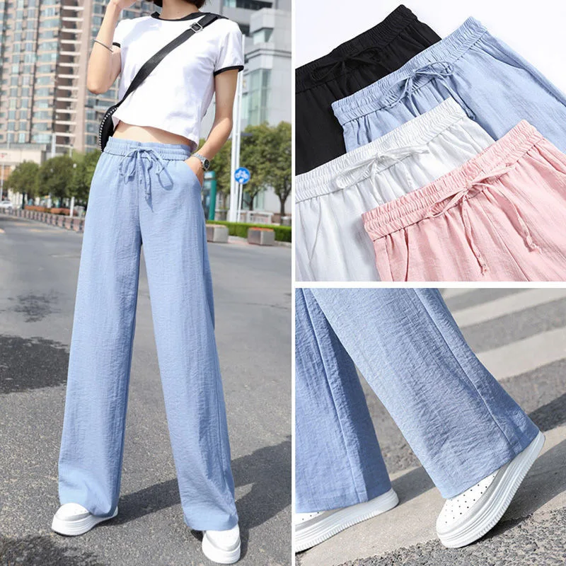 Women&rsquo;s Wide Leg Pants Korean Style High Waist Black Trouser Office Ladies Fashion Loose Grey Suit Trousers Streetwear